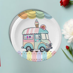 Modern Ice Cream Truck Sprinkles Baby shower Papieren Bordje