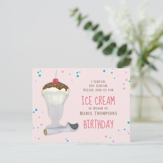 Modern Ice Cream Whimsical Briefkaart (Staand voorkant)