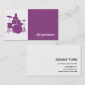 Modern Icon Silhouette Drummer - paars Visitekaartje (Voorkant / Achterkant)