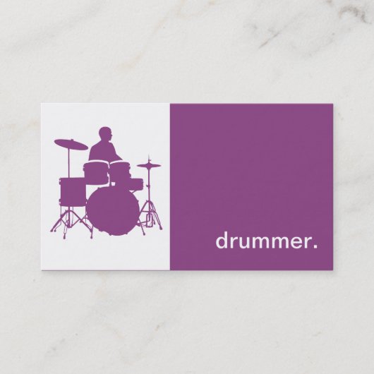 Modern Icon Silhouette Drummer - paars Visitekaartje (Voorkant)