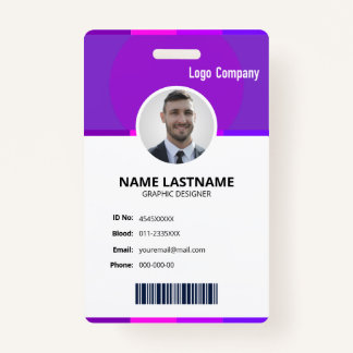 Modern ID Identification Card Photo Badge