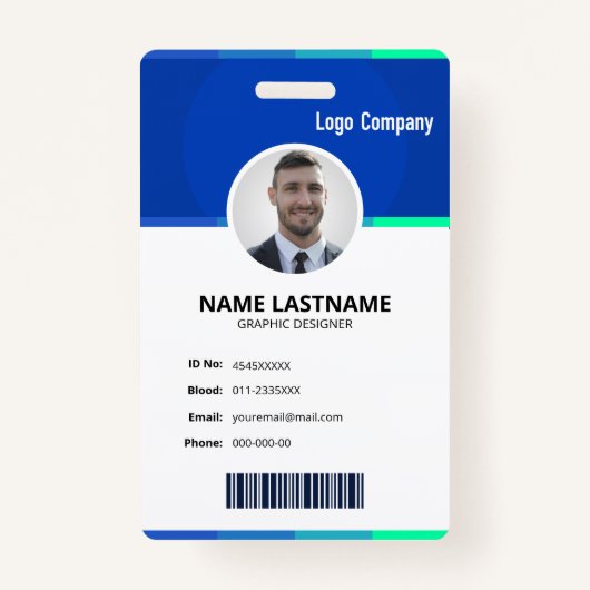 Modern ID Identification Card Photo Badge (Devant)