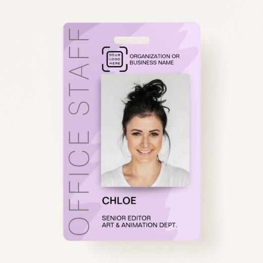 Modern ID Kaart Kantoor Medewerker Barcode Logo Badge (Voorkant)