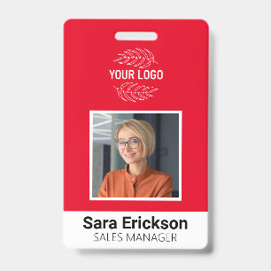 Modern ID Kaart Red Business Employee Bar Code Badge