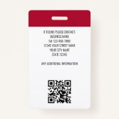 Modern ID Logo Security Personeel Pass Red Custom Badge (Achterkant)