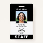 Modern ID Photo Security Personeel Pass Black Cust Badge (Voorkant)