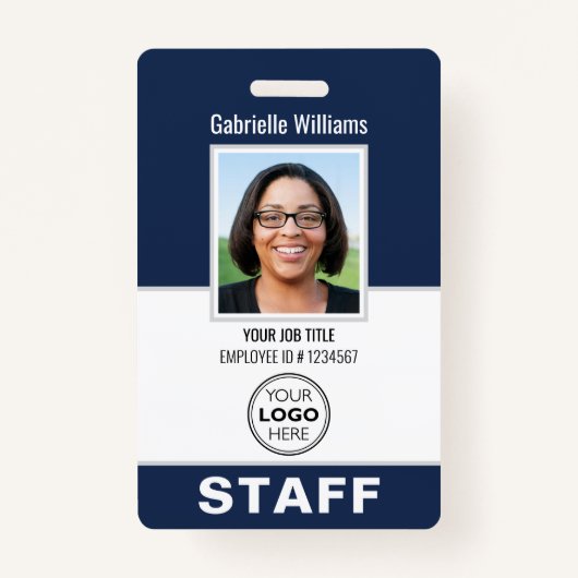 Modern ID Photo Security Personeel Pass Blue Custo Badge (Voorkant)