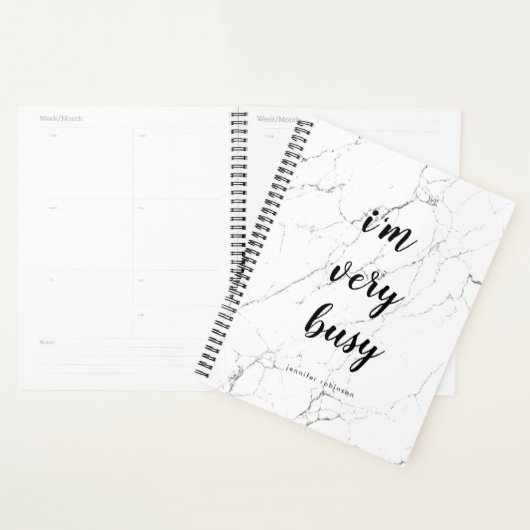 Modern "Ik heb het erg druk" Marble Stone geperson Planner (Display)