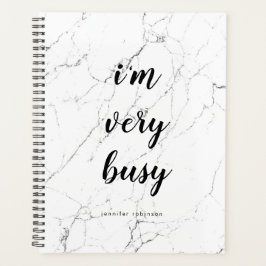 Modern "Ik heb het erg druk" Marble Stone geperson Planner