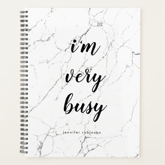 Modern "Ik heb het erg druk" Marble Stone geperson Planner (Voorkant)