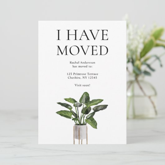 Modern ik heb Potted Plant Change of Address verpl Aankondiging (Staand voorkant)