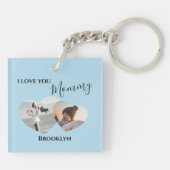 Modern ik hou van je mama | 2 Foto van hart Sleutelhanger (Achterkant)