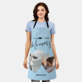 Modern ik hou van je mama | 2 Hartfoto Schort (Gedragen)