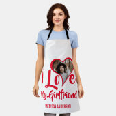 Modern ik hou van mijn Vriendin | Hartfoto Schort (Gedragen)