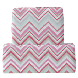 Modern Ikat Chevron Stripe Abstract Roze Groen Cadeaupapier