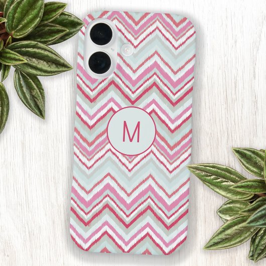 Modern Ikat Chevron Stripe Monogram Initiaal Case-Mate iPhone Case
