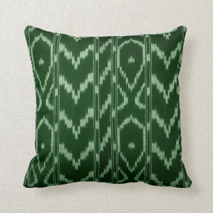 Modern Ikat Tribal Chevron   bosgroene munt Kussen