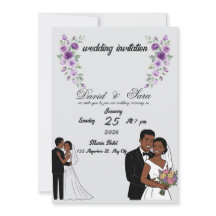 Modern Illustrated Black Couple Wedding Invitation
