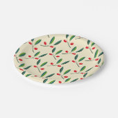 Modern Illustrated Red Berries Pattern Papieren Bordje (Gekanteld)