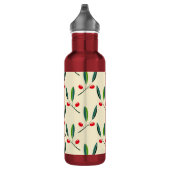 Modern Illustrated Red Berries Pattern Personalise Waterfles (Rechts)