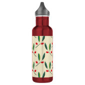 Modern Illustrated Red Berries Pattern Personalise Waterfles (Links)