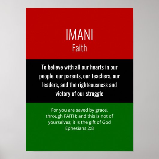 Modern IMANI Faith Christelijk Kwanzaa Poster (Voorkant)