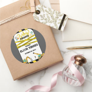 Modern in aanbouw Baby shower Ronde Sticker