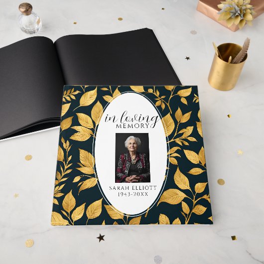 Modern In Loving Memory Foam Board with Photo Gastenboek (Voorkant open)