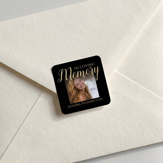 Modern In Loving Memory | Photo Memorial Button Vierkante Sticker