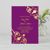 Modern Indiaas Mandala Paarse bruiloft geperst Folie Uitnodiging (Staand Voorkant)