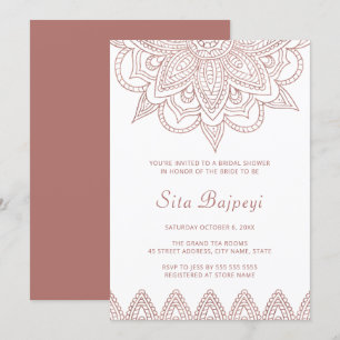 Modern Indiaas Roos Gold Mehndi Hindu Vrijgezellen Kaart