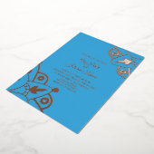 Modern Indian Mandala Blue Wedding geperst Folie Uitnodiging (Gedraaid)