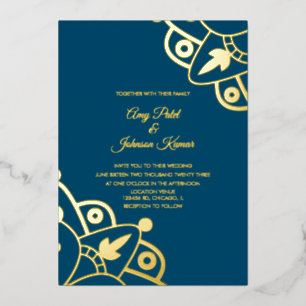 Modern Indian Mandala Wedding geperst Folie Uitnodiging