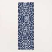 Modern Indigo Blue Spiral Pattern Shibori Yogamat (Achterkant)