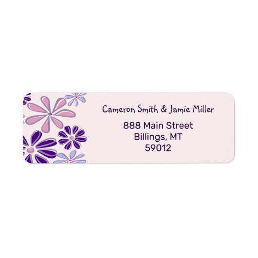 Modern Indigo Pink Flower Doodle Retouradres Etiket (Voorkant)