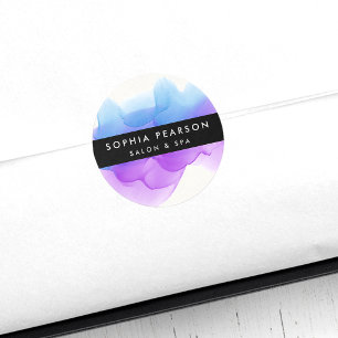 Modern Indigo Waterverf Blot Ronde Sticker