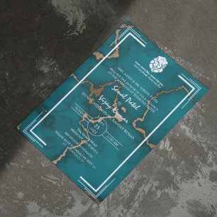 Modern Indisch Hindoe Bruiloft Ganesha Marmer Kaart