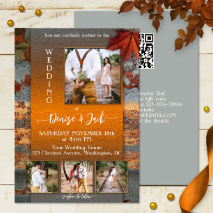 Modern Industrial Design Photo Fall Wedding Kaart