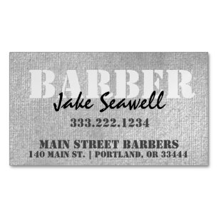 Modern Industrial Grey Barber Magnetisch Visitekaartje