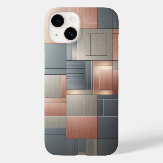 Modern Industrial Metallic Block Pattern Copper an Case-Mate iPhone Case (Achterkant)