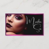 Modern Influencer Model Zwart en Roze Foto Afbeeld Visitekaartje (Voorkant)