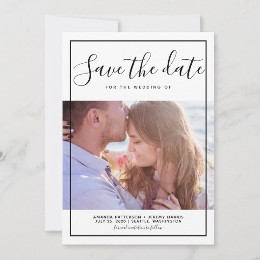 Modern ingelijste foto Bewaar de datum Uitnodigen  Save The Date (Voorkant)