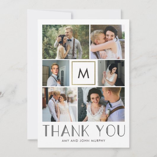 Modern Initiaal BEWERKBARE KLEUR bruiloft Dank u Bedankkaart (Voorkant)