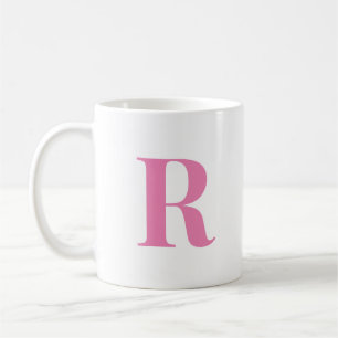 Modern Initiaal Letter Gepersonaliseerd Roze Monog Koffiemok
