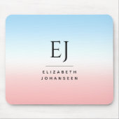 Modern Initiaal Monogram Blauw Roze Wit Gradient Muismat (Voorkant)