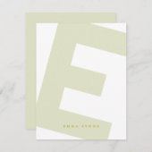 Modern Initiaal Oversized Monogram en Naam Notitiekaartje (Voorkant / Achterkant)