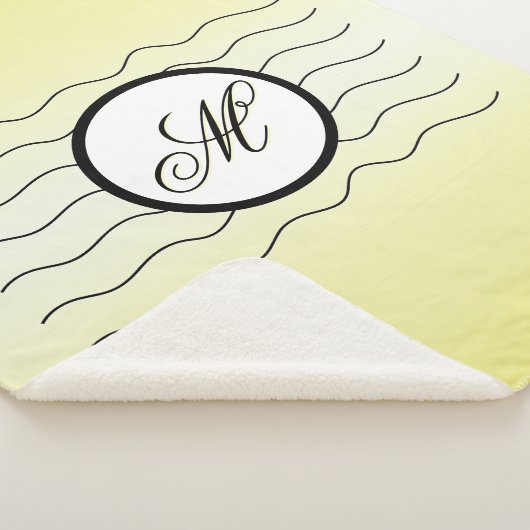 Modern Initial Butter Yellow Ombré With Black Text Sherpa Deken (3/4)