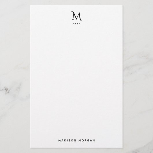 Modern Initial Letterpress Simple Black Briefpapier (Voorkant)