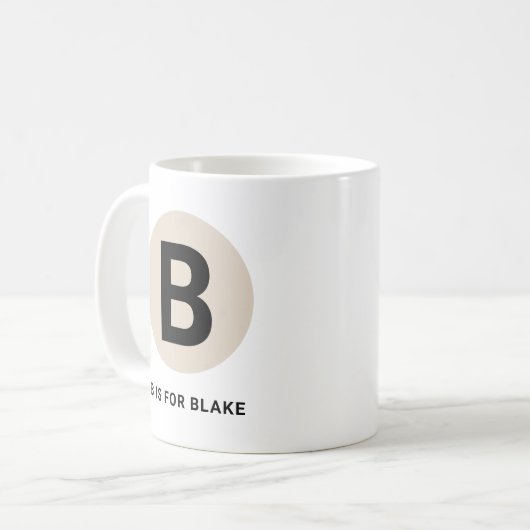 Modern Initial Mug – “B is for [Name]” Design Koffiemok (Voorkant links)