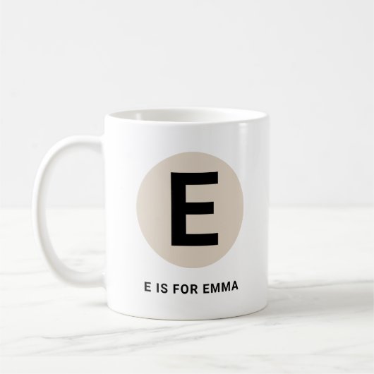 Modern Initial Mug – “E is for [Name]” Design (Gauche)